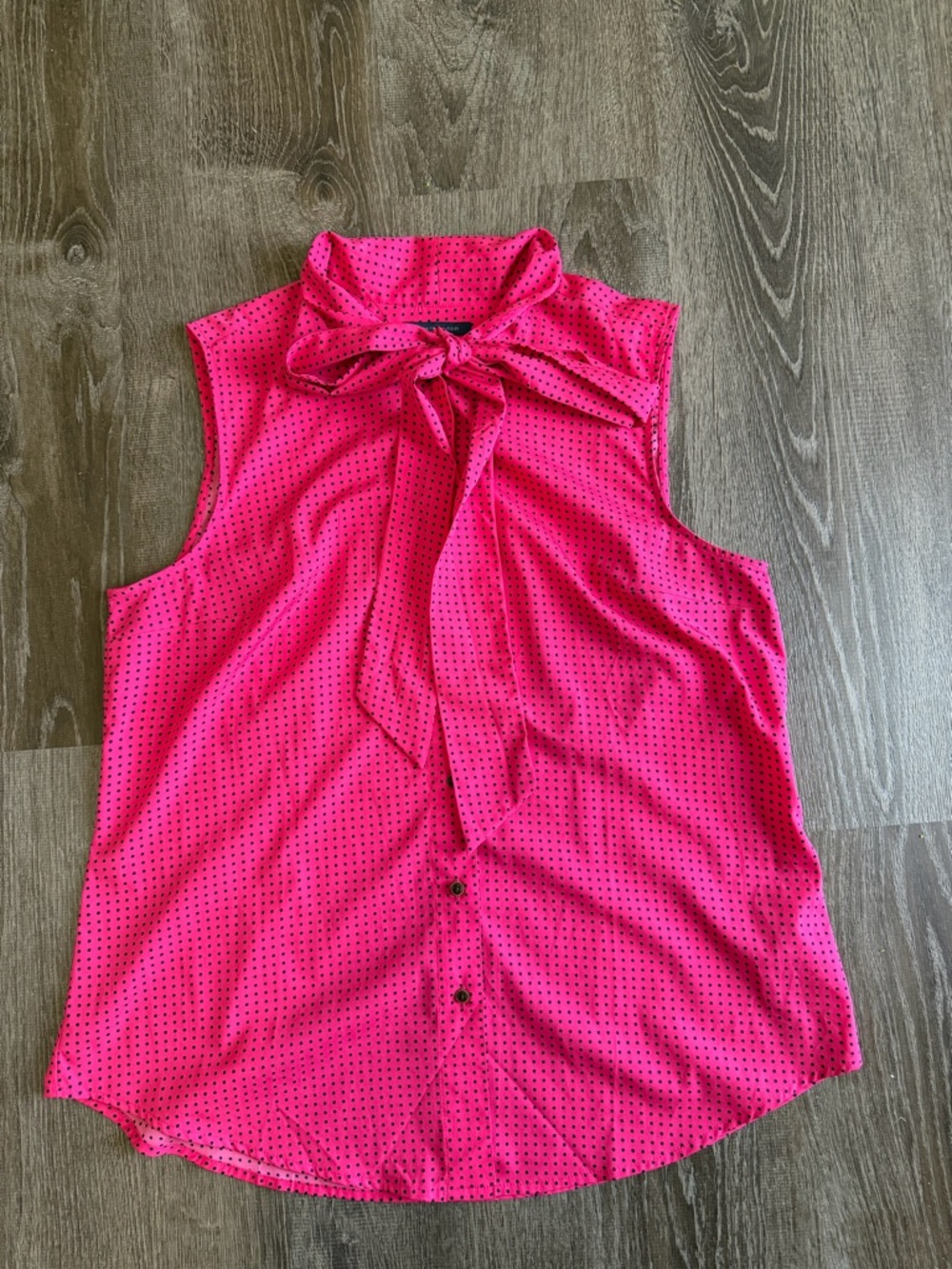 Tommy Hilfiger Hot Pink Sleeveless Tie-Neck Blouse XL